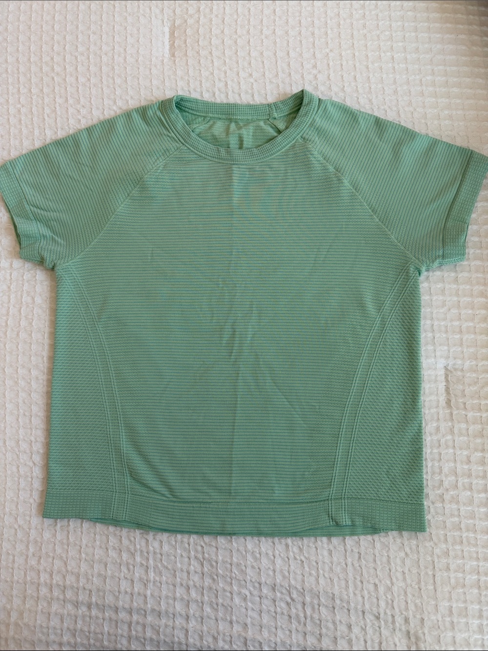 Athleta Girls Power Up Sport Length Tee in Mint Kids Mint Green Stripe